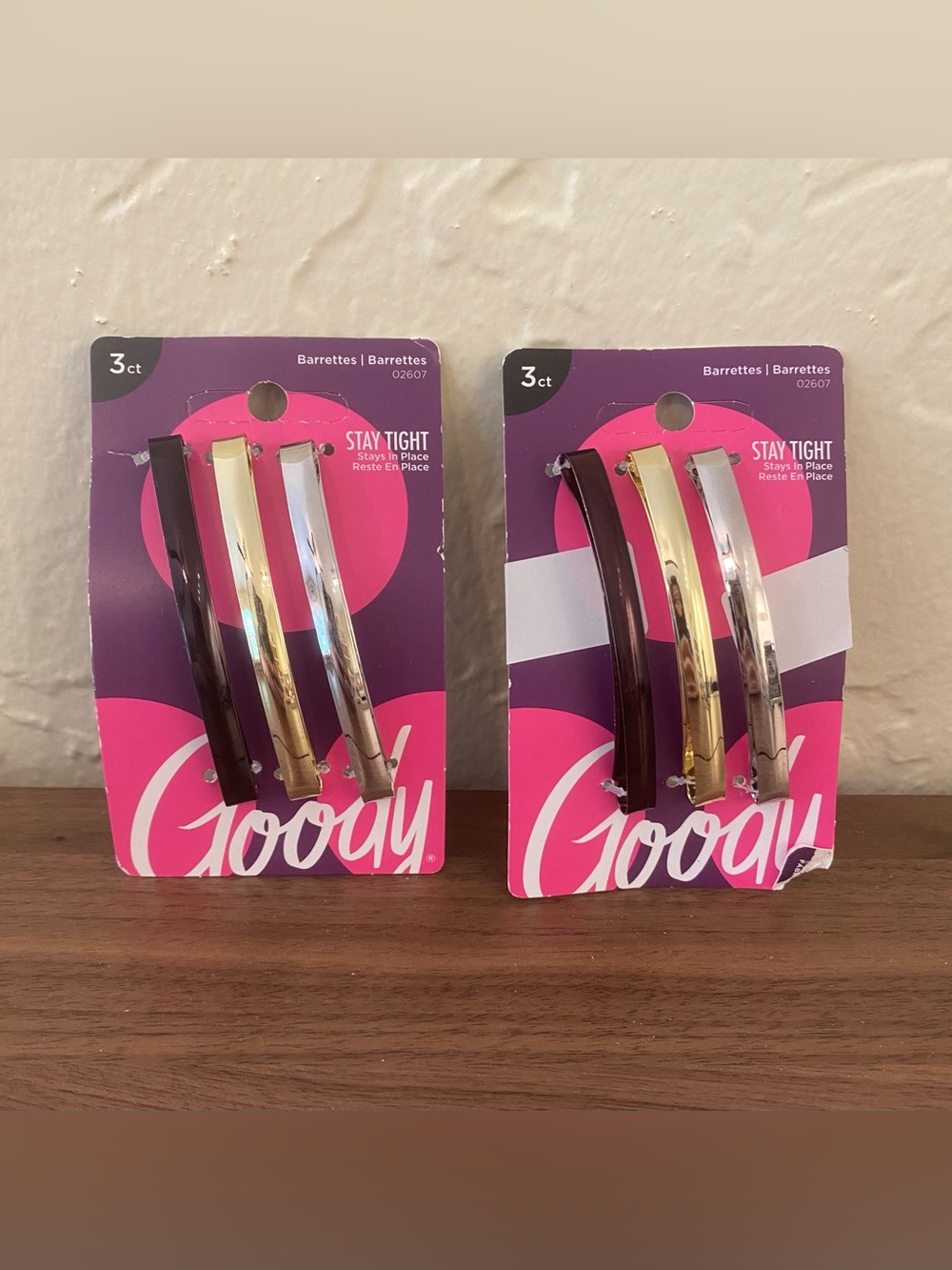 Goody Stay Tight Barrettes 6 Count Mixed Metal Hair Clips New